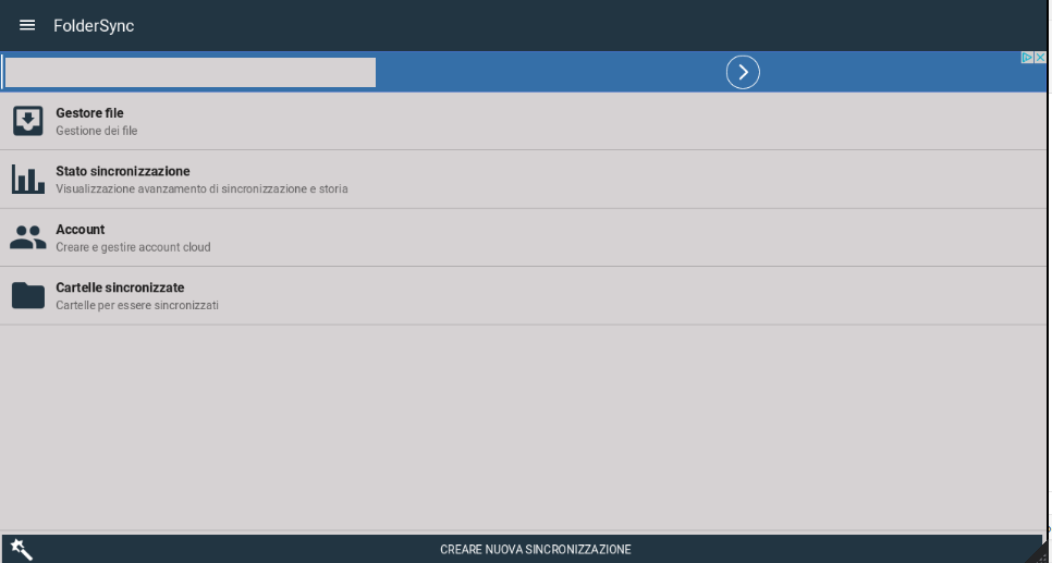 foldersync schermata principale