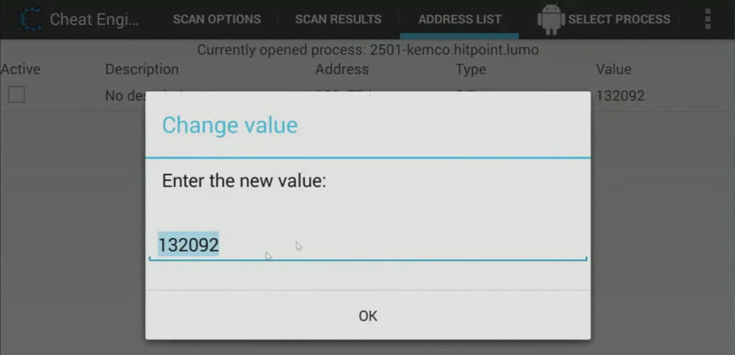 Cheat Engine app change value