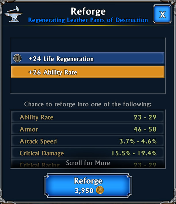 Eternium Mage and Minions - Reforge, blocco statistiche