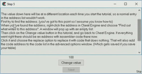 Cheat Engine Tutorial Code Finder tutorial step 5